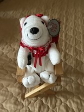 NEW 1998 Coca Cola Bean Bag Plush Polar Bear w/Polka Dot Collar and Red Headband picture