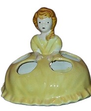 Vintage Ceramic Lipstick Holder- Girl In Yellow Dress picture