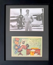 Charles Sweeney Bockscar Atomic Bomb Pilot, Framed Hand Signed Postcard & COA picture