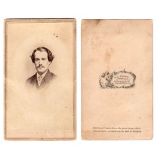 PROVIDENCE 1860s Mustached Man Vignette CDV by S. B. BROWN picture