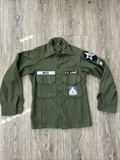 Vietnam Korean War Named OG-108 Flannel Sz Xs Shirt Patched Specialist 5th Div picture