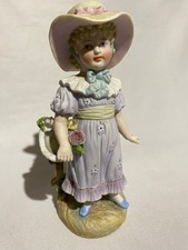 Vintage Bisque Porcelain Girl in Bonnet Spill Vase by Little Picket Fence picture