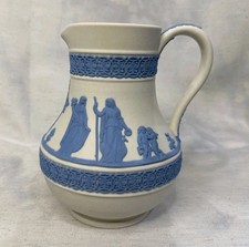 Vintage Wedgwood, Reverse Jasperware, White and Blue, Etruscan Jug,... picture