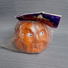 Vintage 1997 Halloween Squeezes Jack O Lantern Pumpkin Angry Foam Squish NEW picture