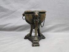 Antique Bronze Urn Cauldron Form Inkwell Lion Head Handles Claw Foot picture