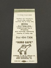 Vintage Pennsylvania Matchbook “Boro Cafe - Astralite Room” West Hazleton picture