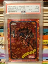 Topps 2025 Topps Chrome Marvel Kraven Hunter #18 Red gold Parallel /100 PSA 9 picture