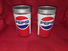 Lot Of 2 Vintage Pepsi Cola Advertising 1987 Glas-Can Drink Glass Jar w/ Lid picture