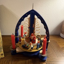 East German Christmas Pyramid Santa Train Seiffen Expertic GDR Glasser Box VTG picture