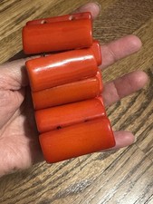 Vintage Dominique Denaive Red Bakelite Wide Bar Stretch Bracelet Signed France picture