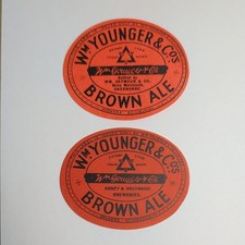 Vintage Wm Younger & Co Brown Ale - Horizontal Never Used Beer Label (Pack Of 2) picture