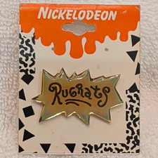 Vintage 1990s Nickelodeon Rugrats Logo Enamel Pin - New on Card (NOS) picture