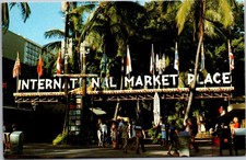 Waikiki HI-Hawaii, International Market Place, Antique Vintage Souvenir Postcard picture