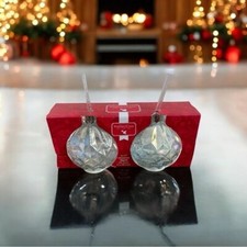 Winterberrie Lane Holiday Ornament Glasses Set of 2 17oz Iridescent Silver NIB picture