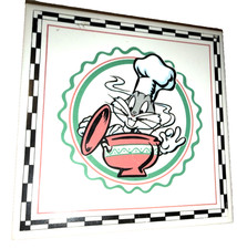 Vintage Looney Tunes Chef  Bugs Bunny  Ceramic Kitchen Cooking Tile Trivet USA picture