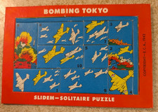 VINTAGE 1942 BOMBING TOKYO SLIDEM SOLITAIRE PUZZLE-NOS- VINTAGE WW2 GAME- RARE picture