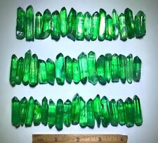 50pcs Green Titanium Bismuth Aura Quartz Crystal Prasiolite Points Lemurian picture