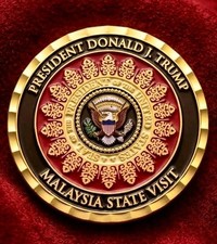 RARE AUTHENTIC PRESIDENT DONALD TRUMP 2025 MALAYSIA STATE DINNER CHALLENGE COIN picture