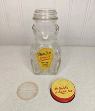 Vintage Domino Sugar Cinnamon Shaker Mr Bears A Bank Too Glass Bottle Labels Lid picture