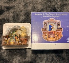 RARE VTG Disney Beauty & the Beast Library Double Snow Globe Music Box 90's picture