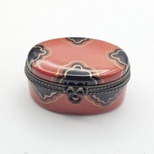 Vintage Limoges trinket box Hand Painted hinged Peint Main Orange Black France picture