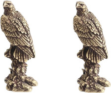 2Pcs Bronze Vintage Brass Eagle Statue,Brass Eagle Statue,Vintage Bird Figurine picture