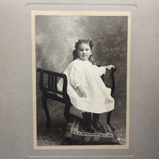 Vintage Purdy Boston Girl Bench Portrait Cabinet Card Photo 4x6 Sepia Original picture