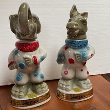 Vintage 1968 Jim Beam Political Clown Decanters Elephant Donkey Regal China picture