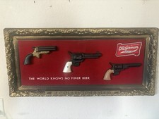 Rare Old German Beer Sign 3 Pistols 1960