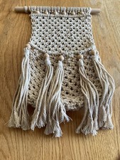 Handcrafted Retro Macrame Boho Cotton Rope Wall Hanging With Pocket 15” picture