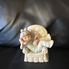 1992 Enesco Sisters and Best Friends Porcelain Figurine Girl in Chair on Phone picture