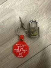 Vintage Slaymaker Rustless Padlock W/key & P/Js Feed & Tack Keychain Bundle picture
