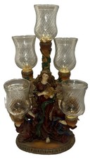 Trio of Angels Candelabra Candle Holder Christmas Holiday 5 Candles Resin Heavy picture