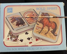 Vintage 1987 Enesco Bold Spirit Horse Playing Cards 2 Sealed Decks Tin Rudish picture