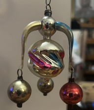 Rare Antique German Mercury Glass Fantasy Ornament Jester Bell Attached Arms 20s picture