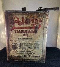 Vintage Polarine Transmission Oil 1 Gallon Advertising Square Metal Can w/ Cap picture
