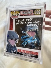 Funko Pop Yu-Gi-Oh Blue Eyes White Dragon 389 Signed & Quote Eric Stuart PSA picture