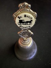Vintage PA Dutch Country Silver Tone Dinner Bell Amish Horse Buggy Souvenir picture