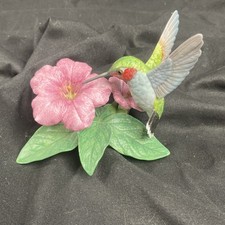 Lenox Hummingbird Fine Porcelain Figurine with Pink Flower vintage  picture
