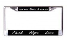 FAITH HOPE LOVE USA MADE CHROME LICENSE PLATE FRAME picture
