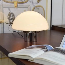 Object 971 Table Lamp MCM White Chrome Mushroom Dimmable E26 Bulb Included picture