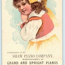 c1890 Shaw Piano Co Victorian Trade Card Sioux City IA W.S. Stratton Music Organ picture