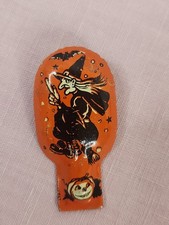Vintage Kirchhof Halloween Tin Litho Clicker Noisemaker Witch Pumpkin Bat Toy picture
