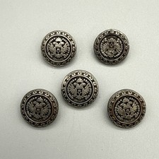 Austrian Coin Replica VTG ATQ Silver Metal Shank Sewing Button Set x 5 picture
