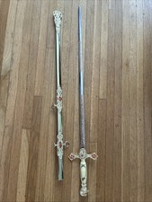 Golden Masonic Knights Templar Commander Sword And Scabbard, 36