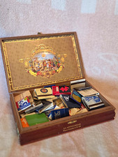Vintage Assorted Collectible Matchbooks Lot w/ La Antiguedad Wooden Cigar Box picture