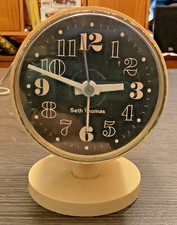 Vintage Mid Century Seth Thomas Elfin Beige Retro 70s Electric Desk Alarm Clock picture