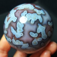 RARE 206G Natural Polished Colorful Scarlet Banded Agate Ball Healing mA4708 picture