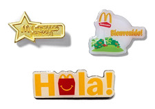McDonald's Spanish/Espanol 3-Piece Lapel Pin Set McDonald's Approved BRAND NEW picture