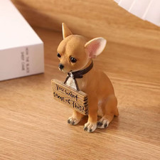 Hand-painted resin Chihuahua dog statue 10.5cm realistic figurine decor picture